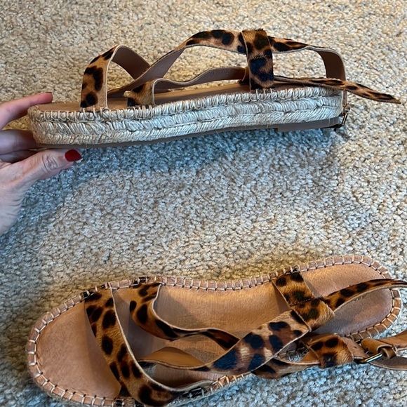 Madewell asymmetrical Espadrille Sandals Calf hair leopard black brown shoe 10 - Picture 5 of 10